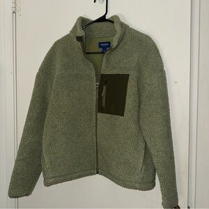 Arizona Jean Co Sherpa Zip Jacket Green Fleece Lined Women’s Small